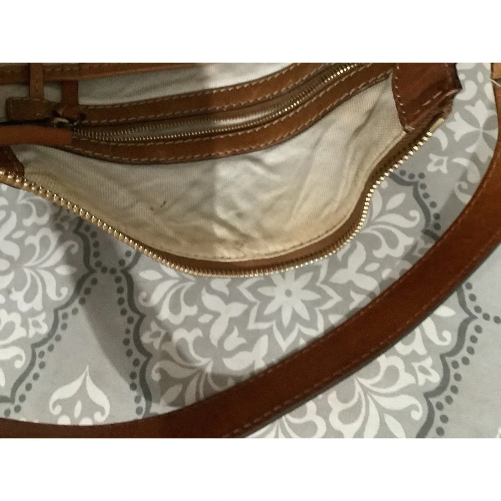 Michael KORS Brown LEATHER TAN BAG BRUSHED METAL STUDS